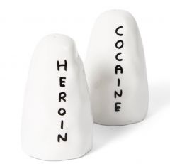 Heroin & Cocaine Salt and Pepper Shakers by David Shrigley
