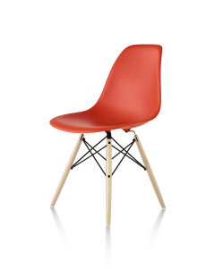 Eames Molded Plastic Side Chair Orange with Dowel-Leg Base